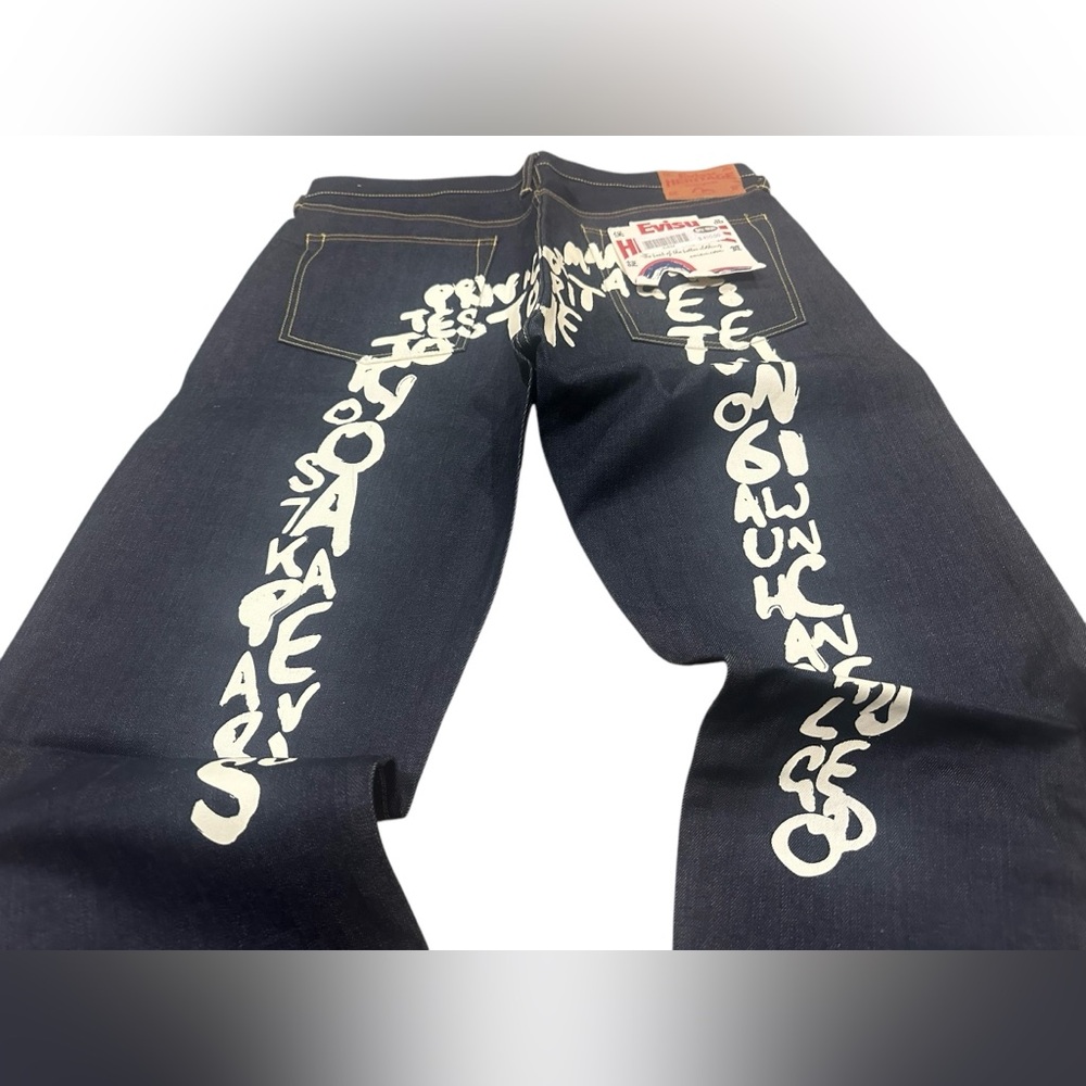 Vtg heritage Evisu seldvage denim with painted daicock logo - Picture 2 of 6